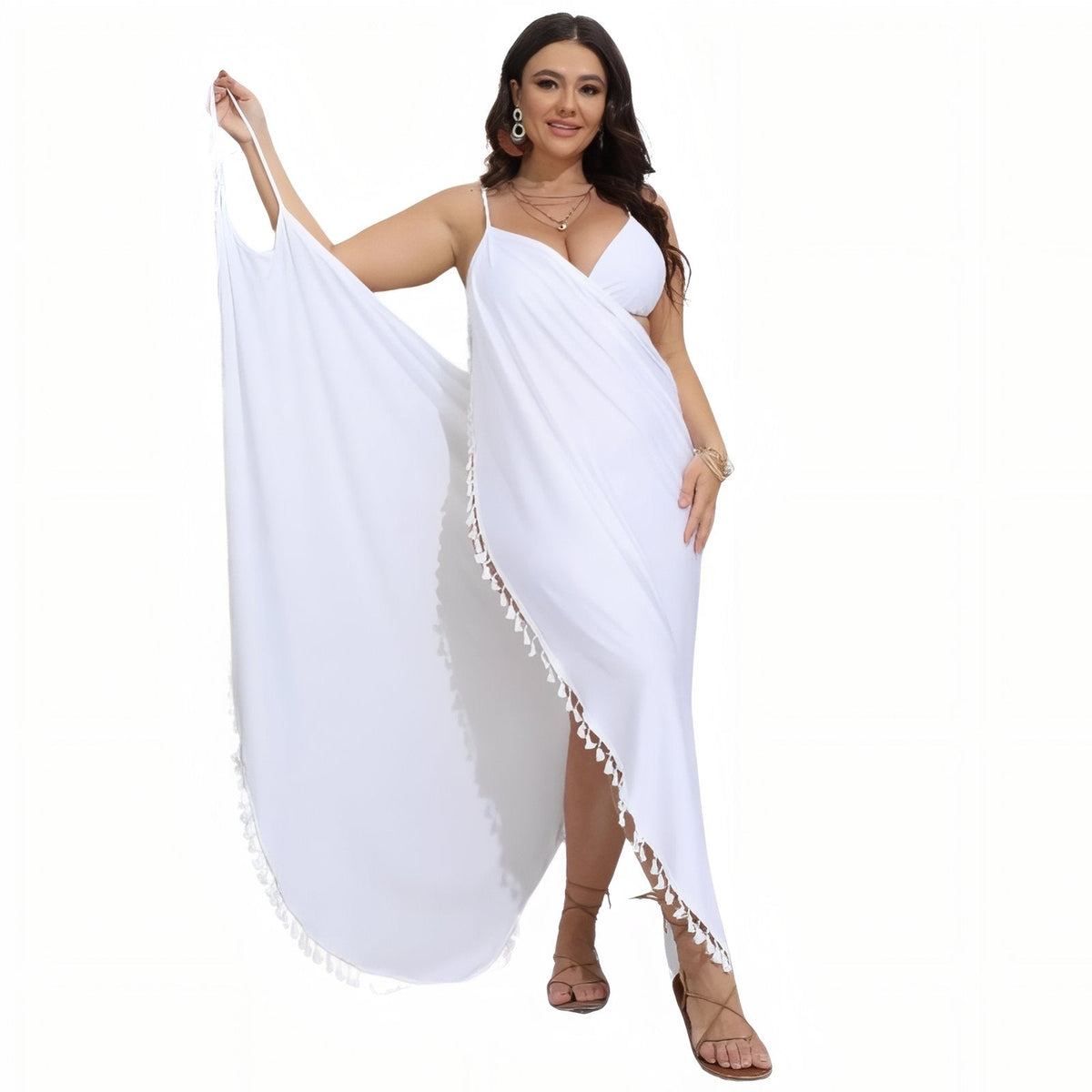 Robe paréo grande taille à bretelles