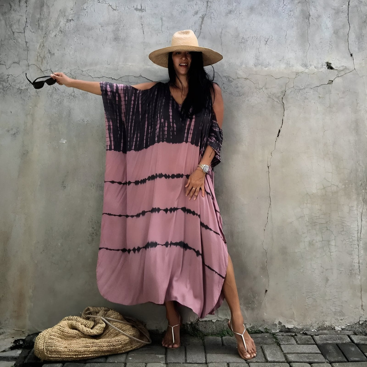 Robe-paréo imprimée de motifs ethniques