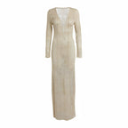 Robe paréo longue et transparente en tricot