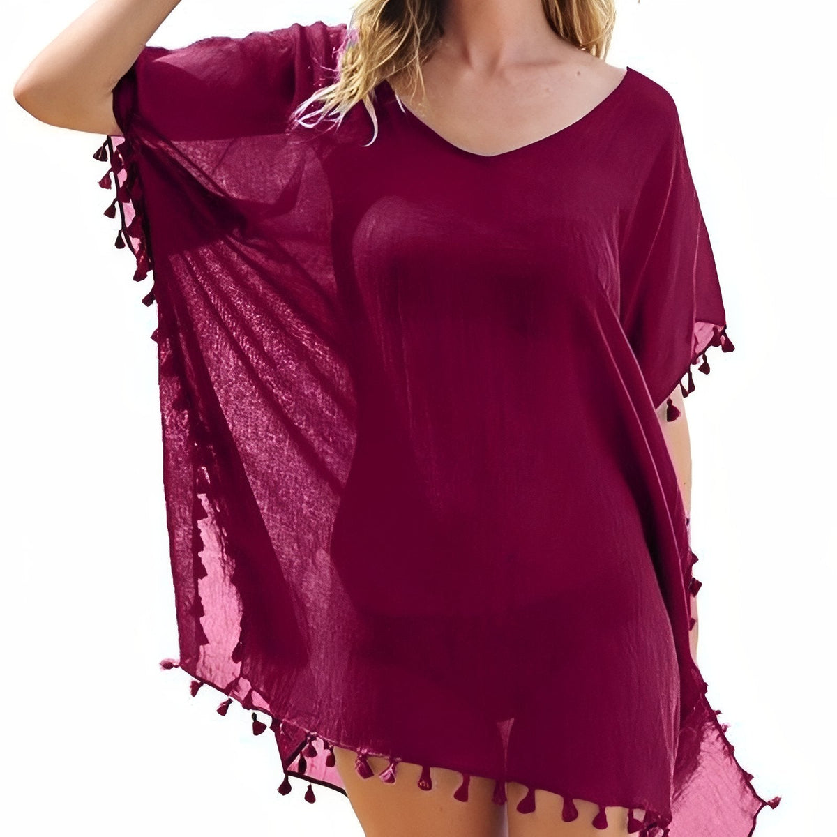 Robe paréo munie de pompons