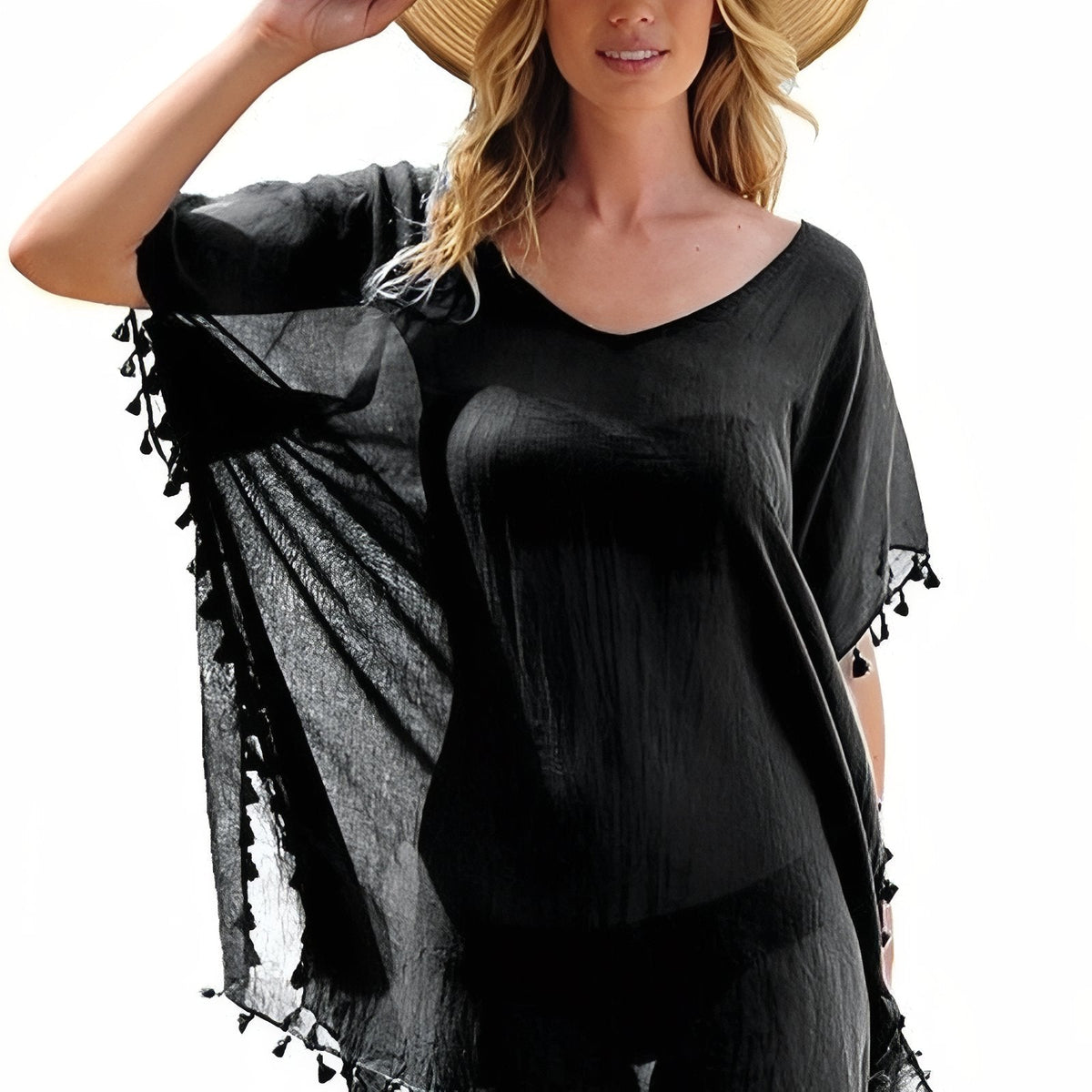 Robe paréo rehaussée de pompons