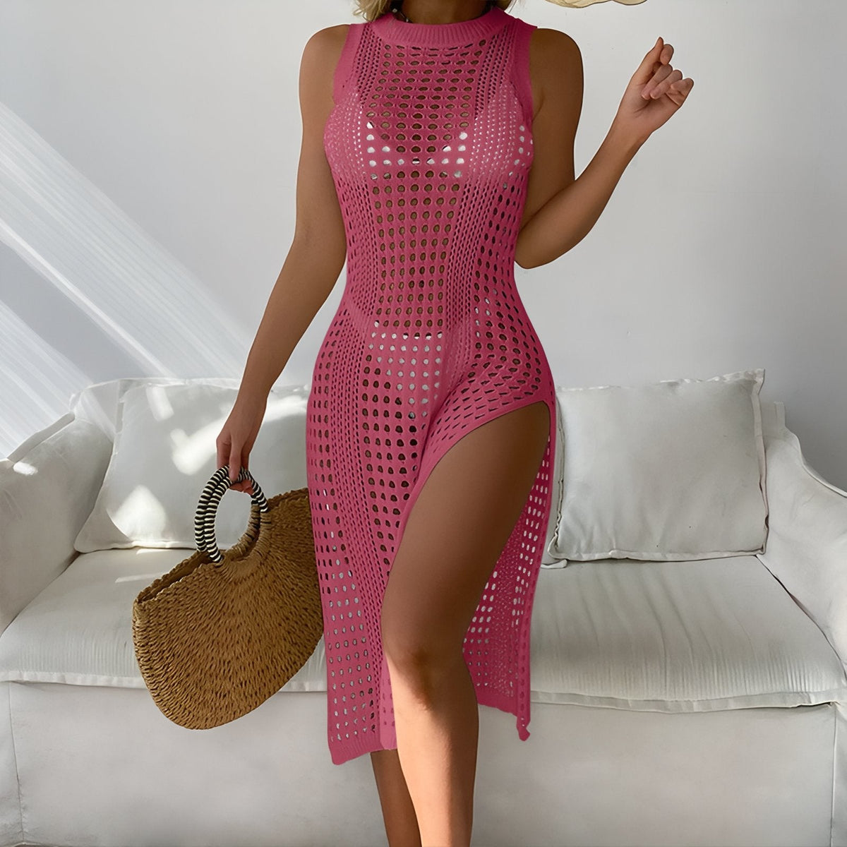Robe pour la plage en maille ajourée