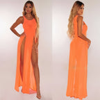 Robe transparente à fente de plage