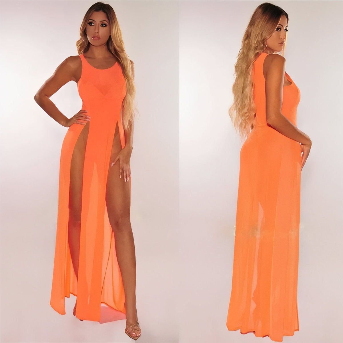 Robe transparente à fente de plage