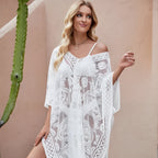 Robe tunique courte en dentelle façon paréo