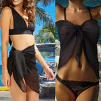 Sarong court avec nœud et teinte unie
