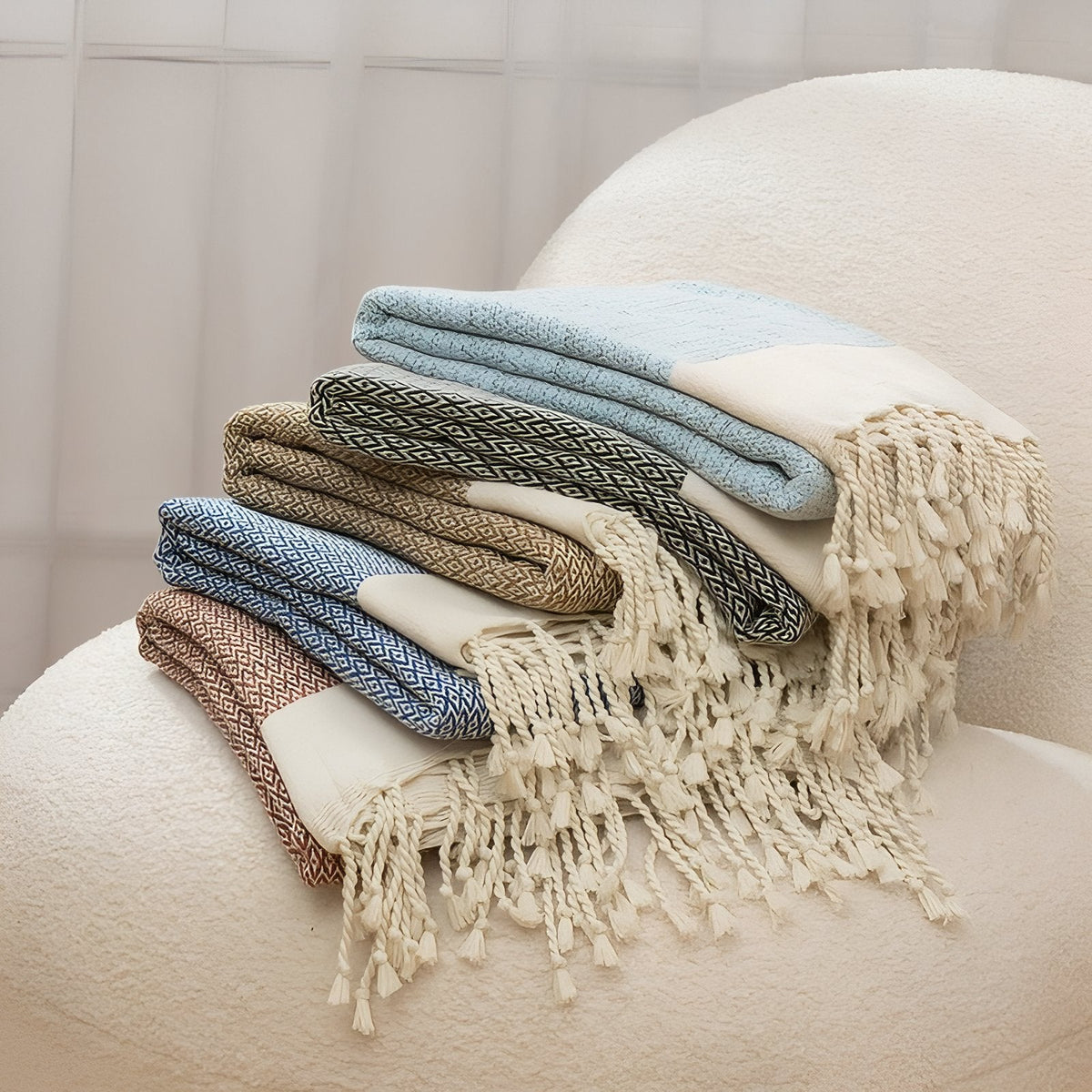 Serviette de plage à motif façon fouta