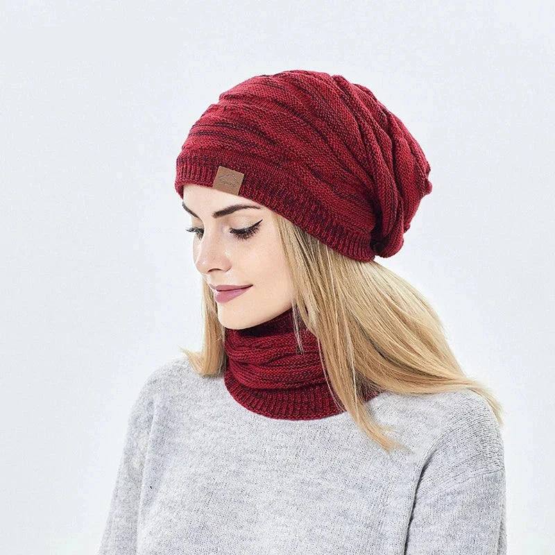 Snood et bonnet assortis femme