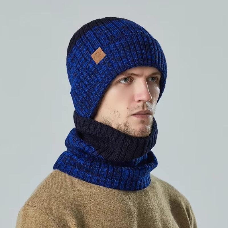 Snood et bonnet tricotés pour homme
