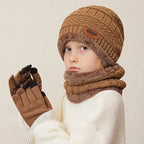 Snood, gants et bonnet enfant assortis