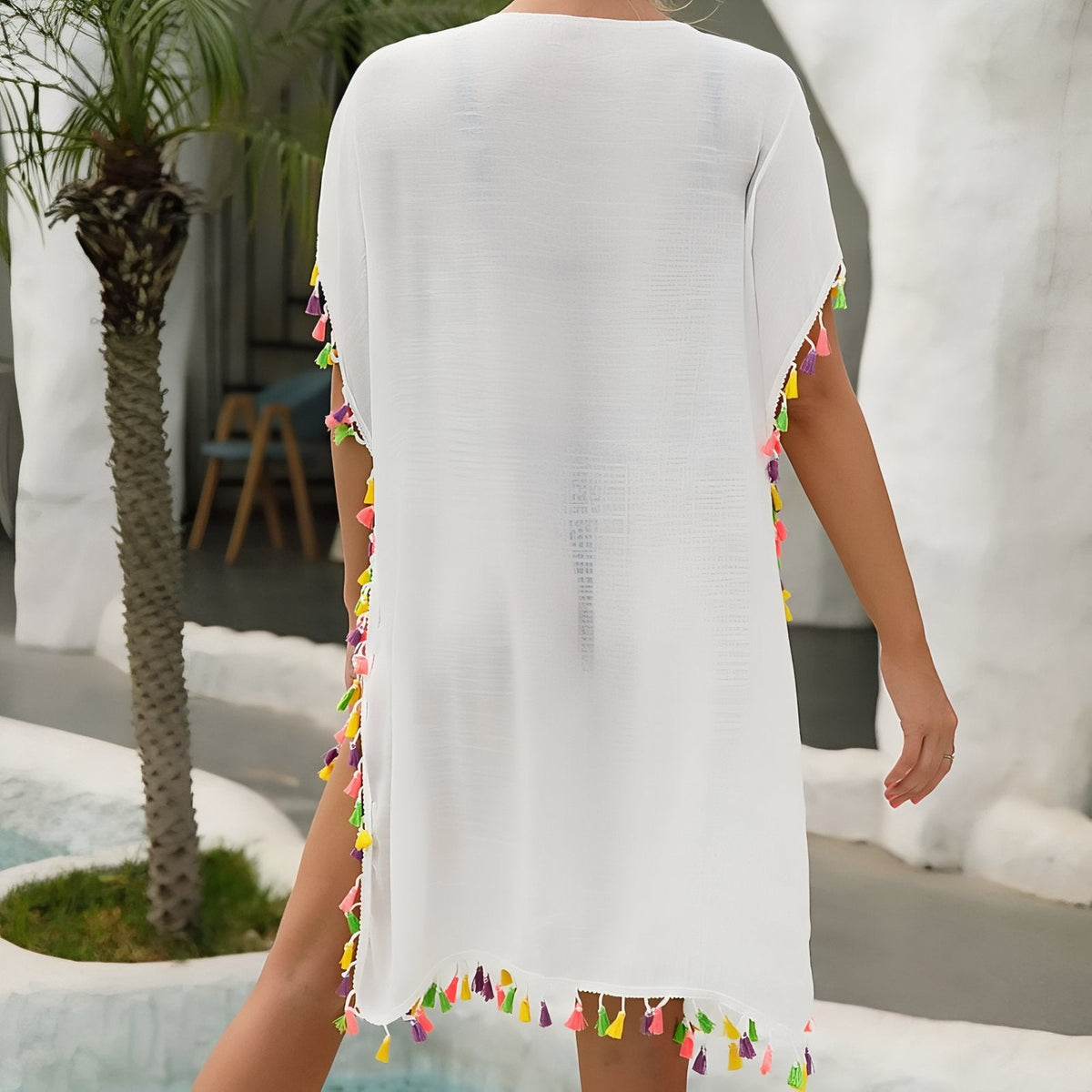 Tunique avec pompons de plage
